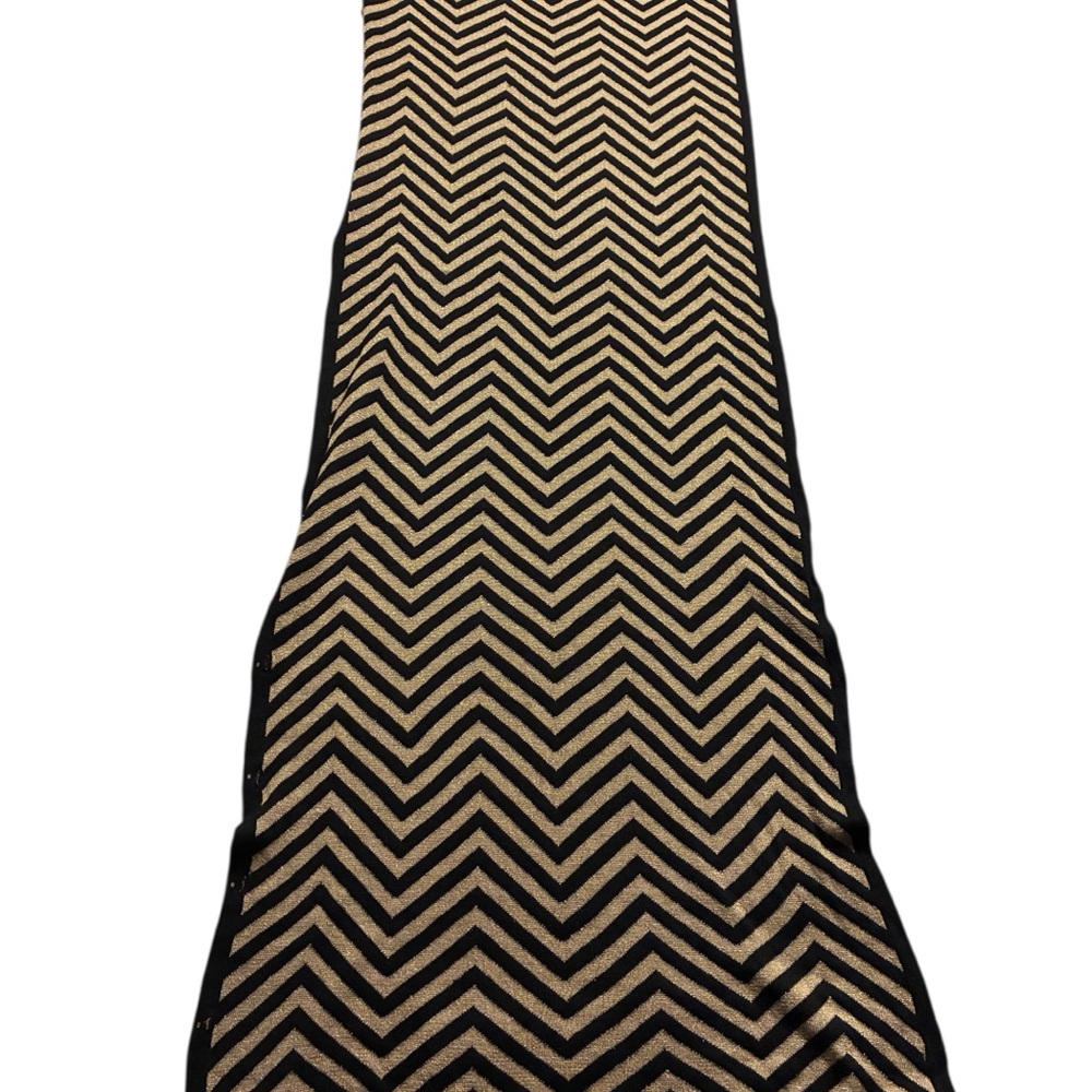 ChevronGold Lurex Shawl Patterned Black/Gold Stripes W/ Black Buttons  VTG - Picture 2 of 11